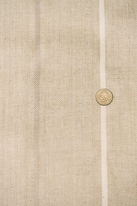 1 Yard Elegant Flax Herringbone Stripe Linen Natural Apparel Fabric 54" Width