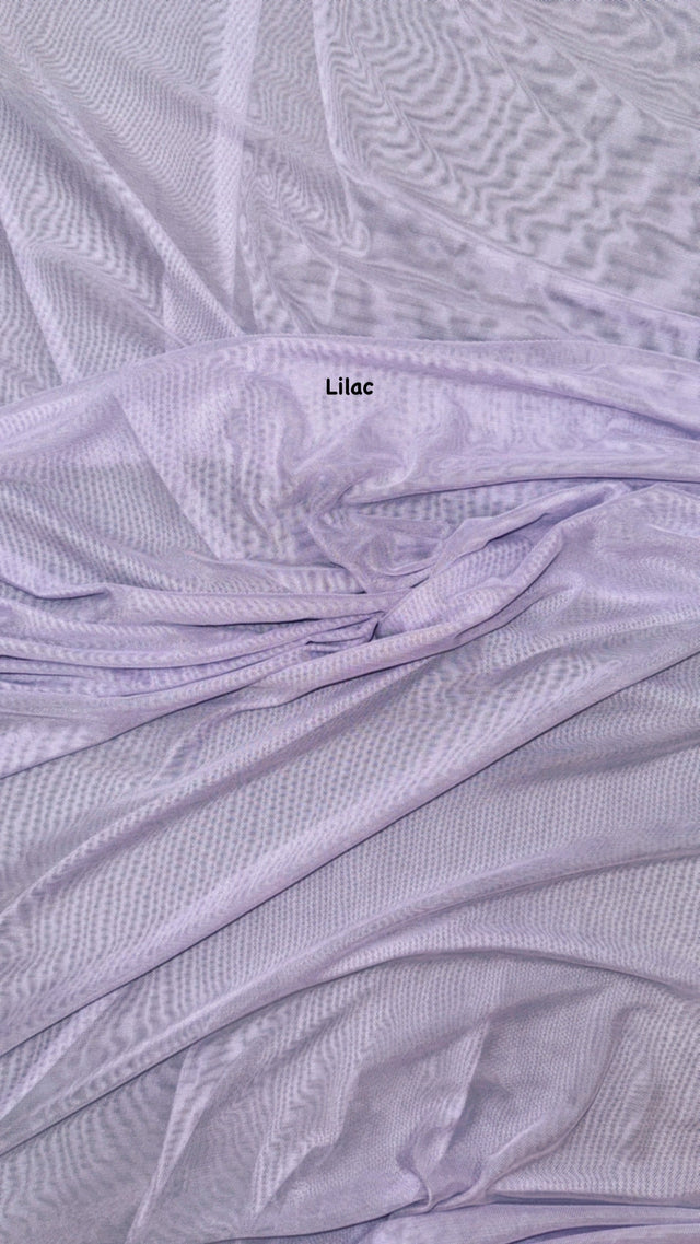 Power Mesh Lilac Nylon Spandex Fabric - Lilac Sheer Mesh, 60" Width (1 Yard)