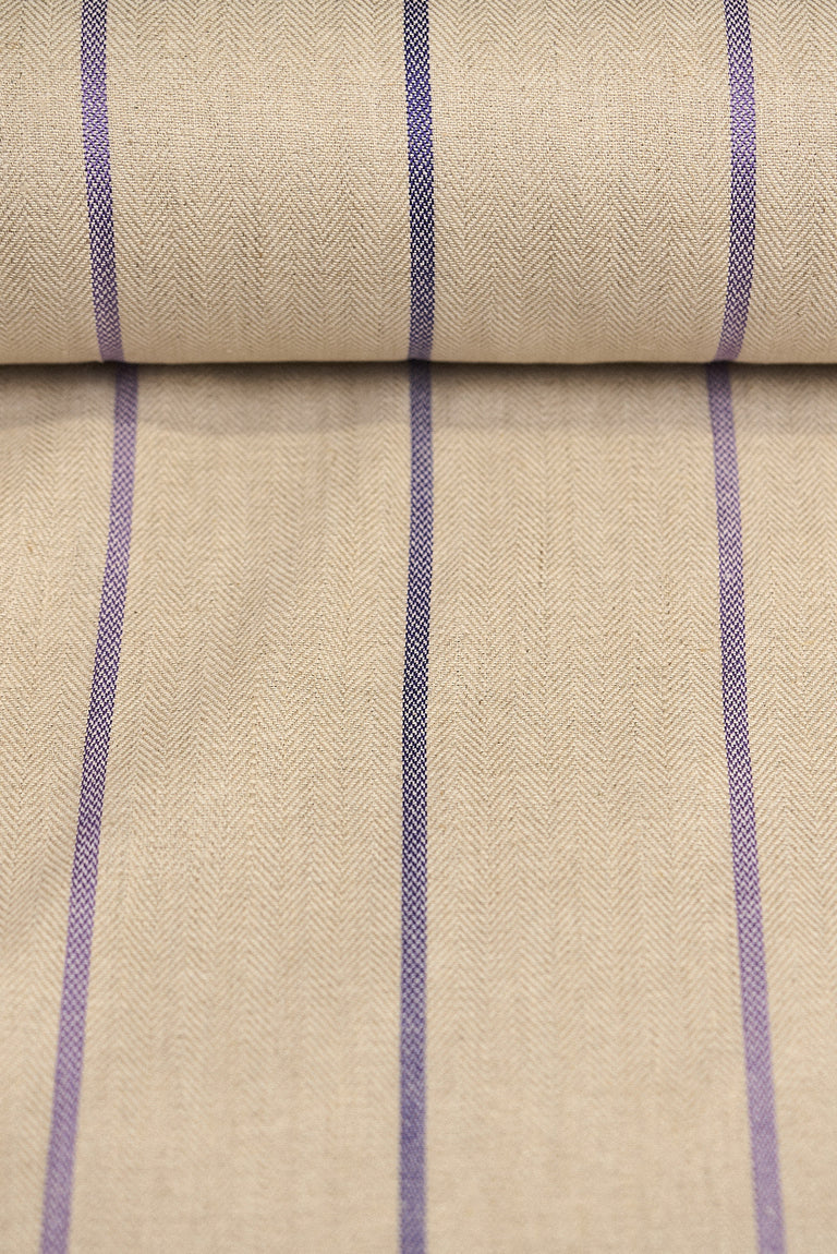 1 Yard Grape Hue Herringbone Stripe Linen Durable Sewing Fabric 54" Width