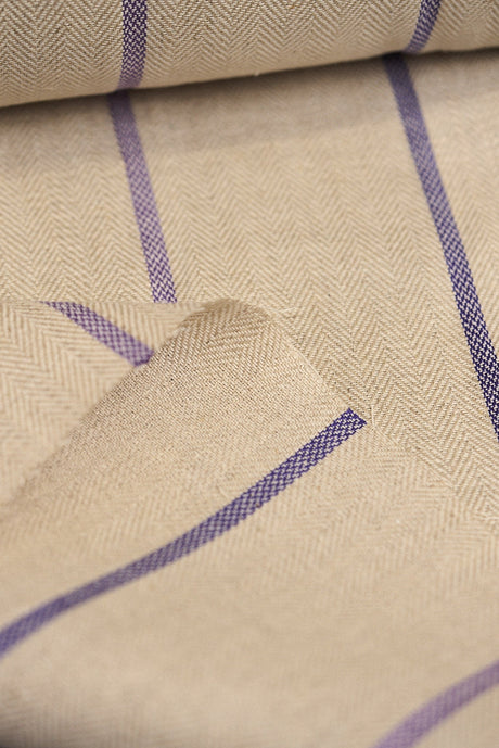 1 Yard Linen Novelty Herringbone Yarn Dyed Stripe Fabric Softened Color 54" Width