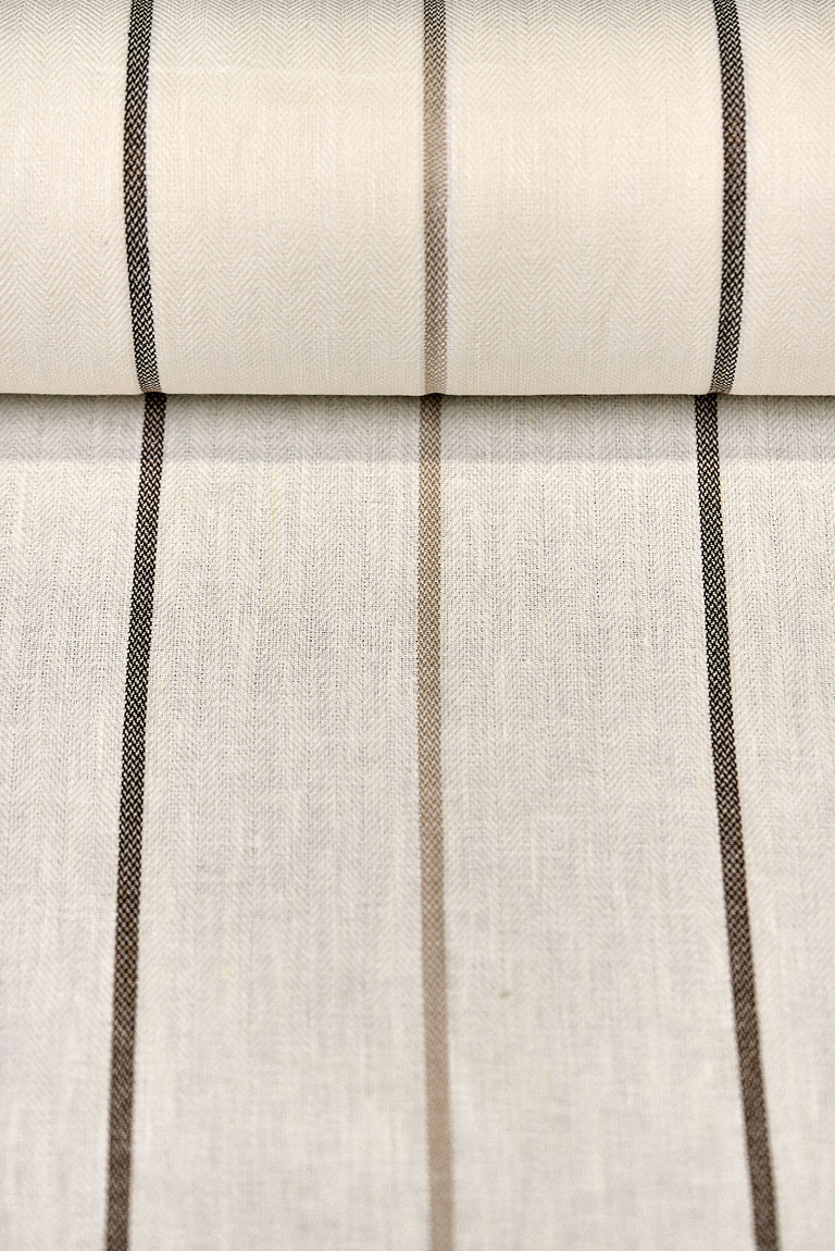1 Yard Warm Latte Herringbone Stripe Linen Durable Craft Fabric 54" Width