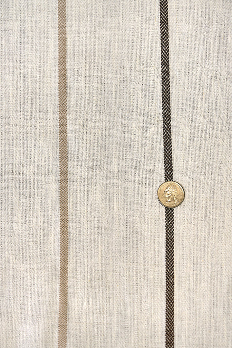 1 Yard Warm Latte Herringbone Stripe Linen Durable Craft Fabric 54" Width