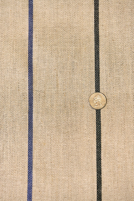1 Yard Classic Navy Herringbone Stripe Linen Soft Apparel Fabric 54" Width