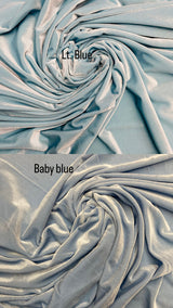 Lt Blue Stretch Velvet Fabric - Light Blue, 58"-60" Width (1 Yard)