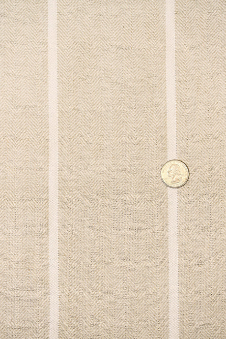 1 Yard Linen Novelty Herringbone Yarn Dyed Stripe Fabric Softened Color Snow 54" Width