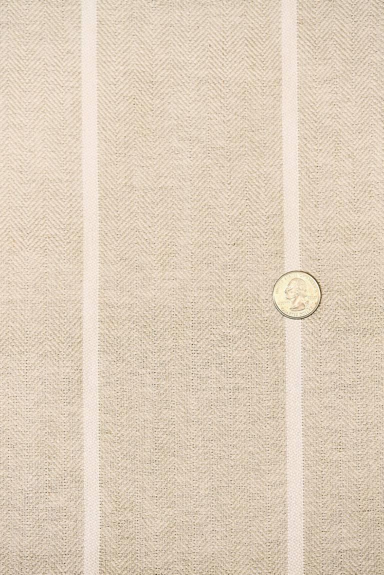 1 Yard Snow White Herringbone Stripe Linen Soft Home Decor Fabric 54" Width