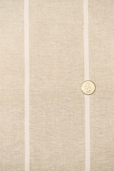 1 Yard Snow White Herringbone Stripe Linen Soft Home Decor Fabric 54" Width