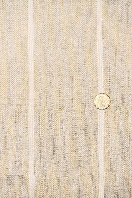 1 Yard Linen Novelty Herringbone Yarn Dyed Stripe Fabric Softened Color Snow 54" Width