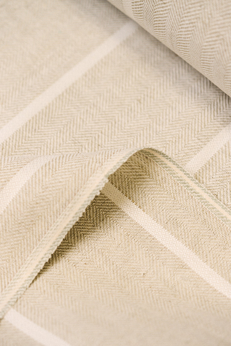 1 Yard Snow White Herringbone Stripe Linen Soft Home Decor Fabric 54" Width