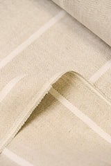 1 Yard Snow White Herringbone Stripe Linen Soft Home Decor Fabric 54" Width