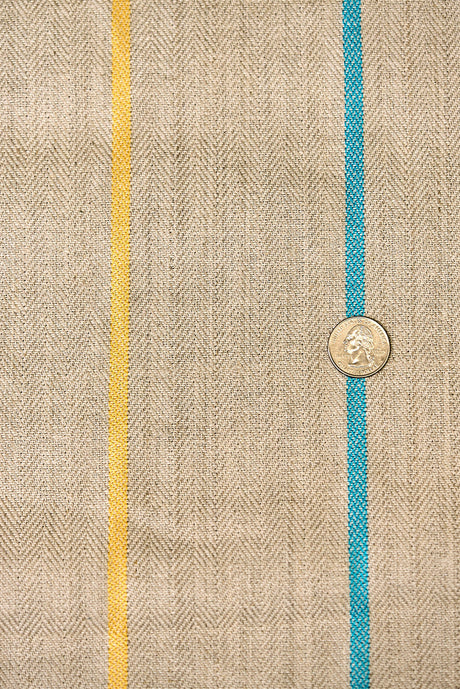 1 Yard Serene Spa Herringbone Stripe Linen Natural Sewing Fabric 54" Width