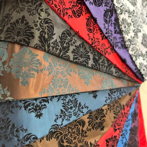 1 Yard Ornate Damask Flocking Taffeta Fabric for Distinctive Decor 58" Width