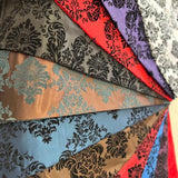 1 Yard Ornate Damask Flocking Taffeta Fabric for Distinctive Decor 58" Width
