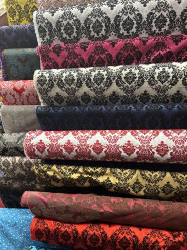 1 Yard Ornate Damask Flocking Taffeta Fabric for Distinctive Decor 58" Width