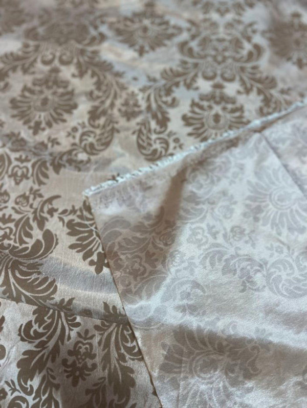 1 Yard Ornate Damask Flocking Taffeta Fabric for Distinctive Decor 58" Width