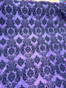 1 Yard Damask Flocking Taffeta Fabric 58 Inches Wide Elegant Velvet Design for Weddings & Décor