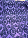 1 Yard Elegant Damask Flocking Taffeta Fabric for Decor & Events 58" Width