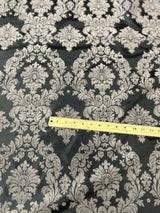 1 Yard Ornate Damask Flocking Taffeta Fabric for Distinctive Decor 58" Width