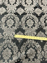 1 Yard Ornate Damask Flocking Taffeta Fabric for Distinctive Decor 58" Width