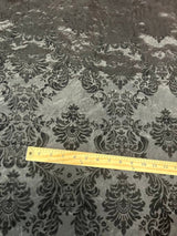 1 Yard Ornate Damask Flocking Taffeta Fabric for Distinctive Decor 58" Width