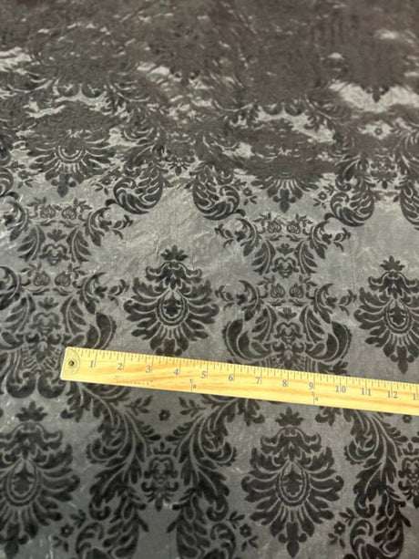1 Yard Ornate Damask Flocking Taffeta Fabric for Distinctive Decor 58" Width