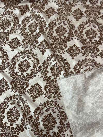 1 Yard Damask Flocking Taffeta Fabric Elegant Velvet Pattern 58 Inches Wide