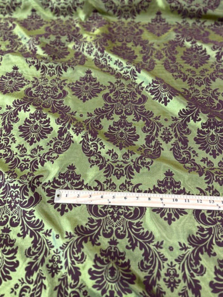 1 Yard Elegant Damask Flocking Taffeta Fabric for Decor & Events 58" Width