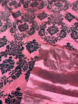 1 Yard Elegant Damask Flocking Taffeta Fabric for Decor & Events 58" Width