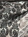 1 Yard Ornate Damask Flocking Taffeta Fabric for Distinctive Decor 58" Width