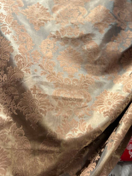 1 Yard Ornate Damask Flocking Taffeta Fabric for Distinctive Decor 58" Width