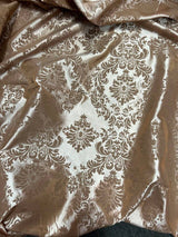 1 Yard Elegant Flocked Damask Taffeta Fabric for Events & Home - 58" Width