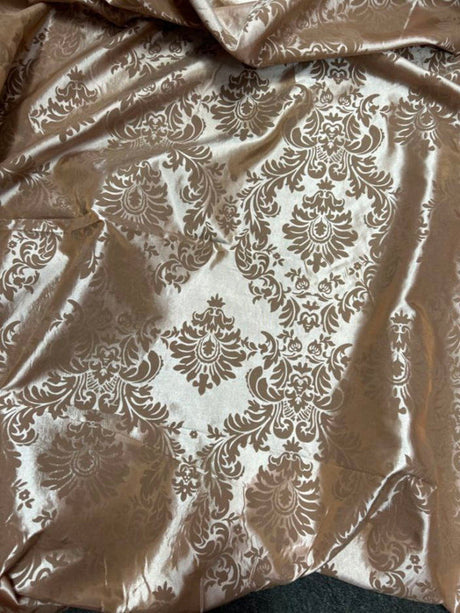 1 Yard Elegant Flocked Damask Taffeta Fabric for Events & Home - 58" Width