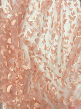 3D Butterflies Dusty Rose Polyester Mesh Fabric - Dusty Rose Butterflies, 54" Width (1 Yard)