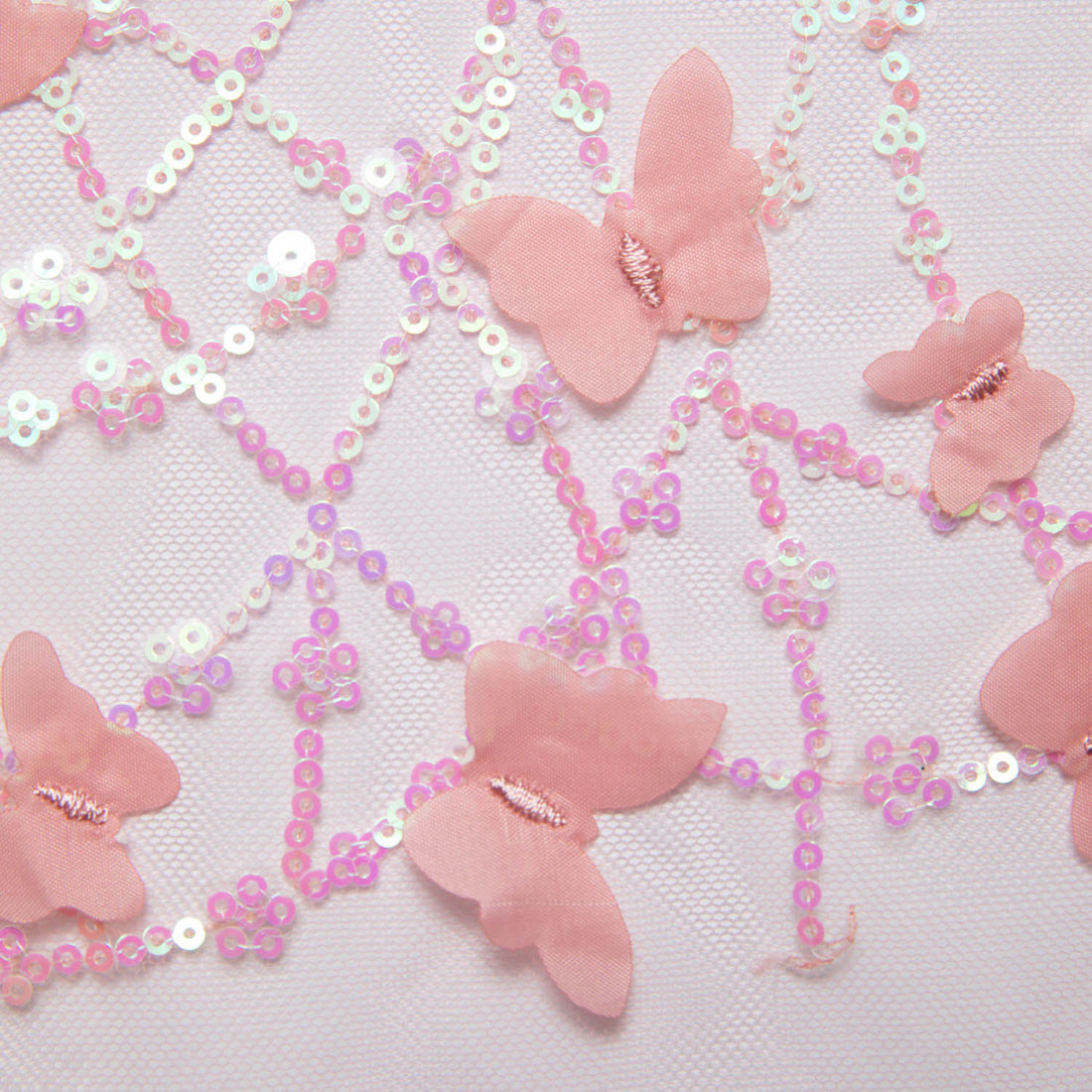 1 Yard Embroidered Tulle Lace Fabric with 3D Butterfly Appliqué 52? Wide Bridal