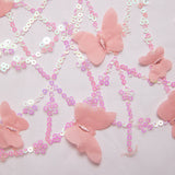 1 Yard Embroidered Tulle Lace Fabric with 3D Butterfly Appliqué 52? Wide Bridal