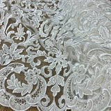 1 Yard Beaded Lace Fabric Embroidered on Polyester Net Mesh 51" Wide Elegant Special Occasion Fabric