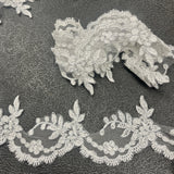 1 Yard Beaded & Corded Embroidered Lace Trim 3" Wide 100% Polyester for Dresses & Costumes