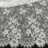 1 Yard Chantilly Embroidered Lace Fabric with Eyelash Scallop, 58" Wide French Lace for Bridal & Evening Wear