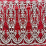 1 Yard Elegant Beaded Lace Fabric Embroidered on Polyester Net Mesh Luxury Couture & Bridal Design 50" Wide