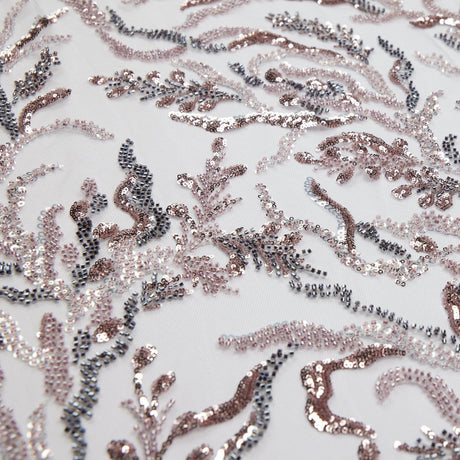 1 Yard Embroidered Lace Fabric Beaded & Sequined with Rich Design, 50/52" Wide