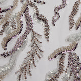 1 Yard Embroidered Lace Fabric Beaded & Sequined with Rich Design, 50/52" Wide