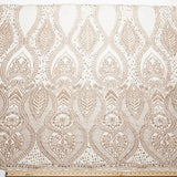 1 Yard Sophisticated Embroidered Beaded Sequined Lace Fabric 50/52" Wide Polyester for Wedding & Couture