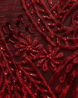 1 Yard Sophisticated Embroidered Beaded Sequined Lace Fabric 50/52" Wide Polyester for Wedding & Couture