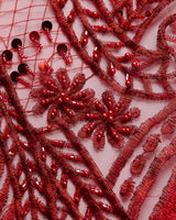 1 Yard Sophisticated Embroidered Beaded Sequined Lace Fabric 50/52" Wide Polyester for Wedding & Couture