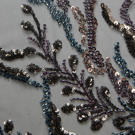 1 Yard Embroidered Lace Fabric Beaded & Sequined with Rich Design, 50/52" Wide