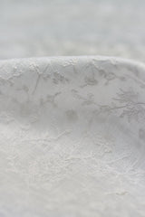 1 Yard White Dense Flower Embroidered Linen Elegant Craft Fabric 54" Width