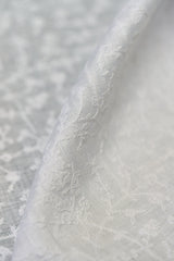 1 Yard White Dense Flower Embroidered Linen Elegant Craft Fabric 54" Width