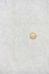 1 Yard White Pure Linen Tile Flower Embroidered Premium Decor Fabric 54" Width
