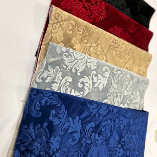 1 Yard Damask Embossed Velvet Upholstery & Drapery Fabric 56" Wide