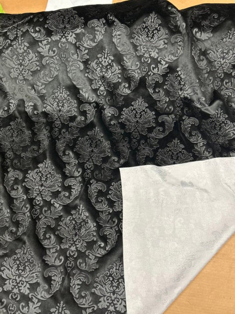 1 Yard Damask Embossed Velvet Upholstery & Drapery Fabric 56" Wide